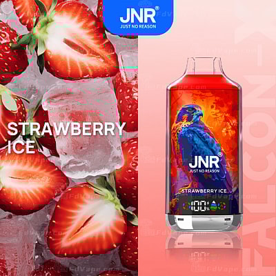 JNR Strawberry Ice vape med färgglad falkdesign och digital display