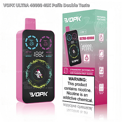 Confezione per svapo VOPK ULTRA 40000 40K Puffs Double Taste con aromi: fragola, anguria, kiwi, frutto della passione, guava.