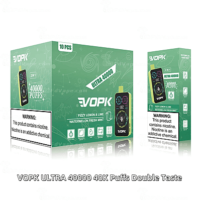 Confezione da 40000 per vaporizzatore VOPK Ultra con due gusti: Fizzy Lemon & Lime, Watermelon Fresh Mint.
