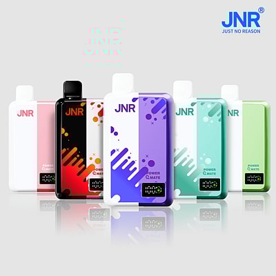Une collection d'appareils électroniques colorés et rectangulaires de marque JNR avec un design élégant, chacun présentant des motifs abstraits et un petit écran d'affichage.