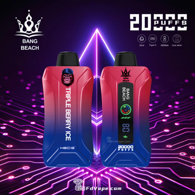 Original Bang Beach 20000 Puffs New LED Display Disposable Vape, offering up to 20000 puffs with a 35ml e-liquid capacity, customizable nicotine strengths, a 650mAh battery, and a convenient Type-C charging port. Equipped with a 1.0 mesh coil, adjustable airflow, and an LED display, it ensures a premium, reliable, and enjoyable vaping experience.