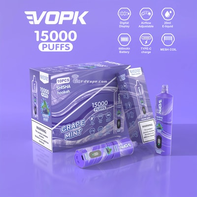 VOPK Shisha Hookah 15000 15k Puffs Disposable Vape 0% 2% 3% 5% Nicotine 10Tastes LED Display Factory Direct