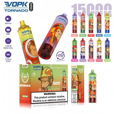 VOPK TORNADO 15000 15kパフ 使い捨てベイプ 0% 2% 3% 5% ニコチン 10テイスト LEDディスプレイ 工場直送