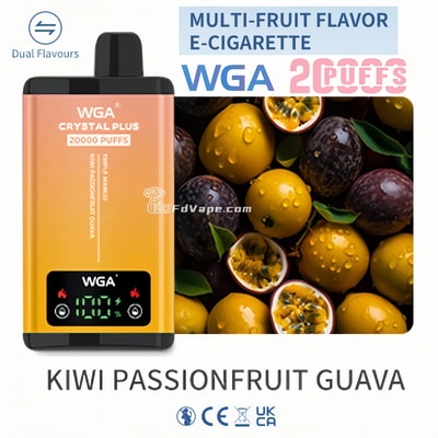 WGA Crystal Plus 20000 20K Puffs Double Taste Disposable Vape 5% Nicotine 18Tastes LED Display Factory Direct