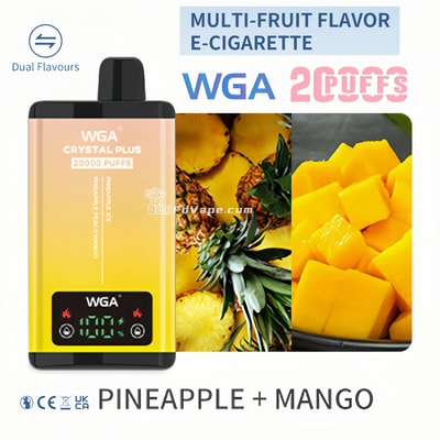 WGA Crystal Plus 20000 20K Puffs Double Taste Disposable Vape 5% Nicotine 18Tastes LED Display Factory Direct