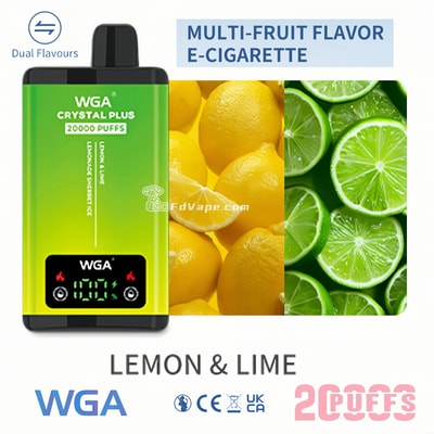 WGA Crystal Plus 20000 20K Puffs Double Taste Disposable Vape 5% Nicotine 18Tastes LED Display Factory Direct