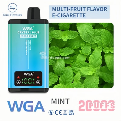 WGA Crystal Plus 20000 20K Puffs Double Taste Disposable Vape 5% Nicotine 18Tastes LED Display Factory Direct