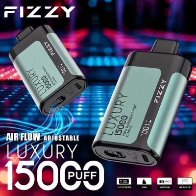 Stylo vape jetable Fizzy Luxury 15k 15000 Puffs 2% 5% Nicotine 15Tastes-Affichage LED-Directement depuis l'usine