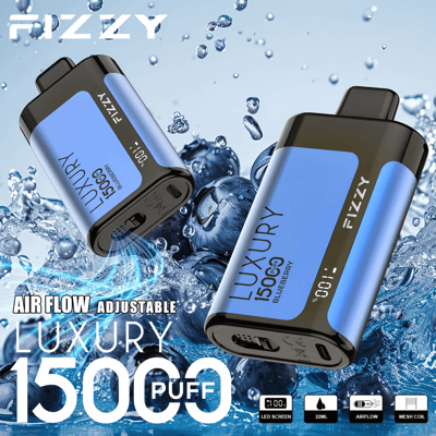 Stylo vape jetable Fizzy Luxury 15k 15000 Puffs 2% 5% Nicotine 15Tastes-Affichage LED-Directement depuis l'usine
