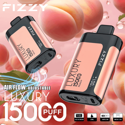 Stylo vape jetable Fizzy Luxury 15k 15000 Puffs 2% 5% Nicotine 15Tastes-Affichage LED-Directement depuis l'usine