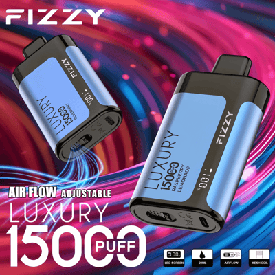 Stylo vape jetable Fizzy Luxury 15k 15000 Puffs 2% 5% Nicotine 15Tastes-Affichage LED-Directement depuis l'usine