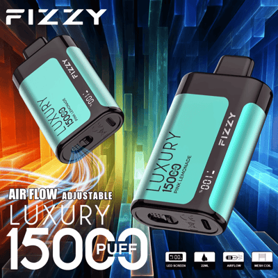 Stylo vape jetable Fizzy Luxury 15k 15000 Puffs 2% 5% Nicotine 15Tastes-Affichage LED-Directement depuis l'usine