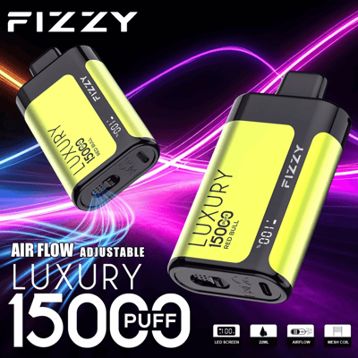 Stylo vape jetable Fizzy Luxury 15k 15000 Puffs 2% 5% Nicotine 15Tastes-Affichage LED-Directement depuis l'usine
