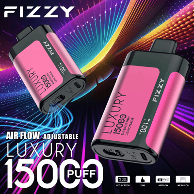 Stylo vape jetable Fizzy Luxury 15k 15000 Puffs 2% 5% Nicotine 15Tastes-Affichage LED-Directement depuis l'usine