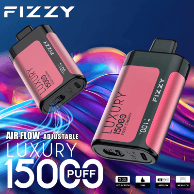 Stylo vape jetable Fizzy Luxury 15k 15000 Puffs 2% 5% Nicotine 15Tastes-Affichage LED-Directement depuis l'usine