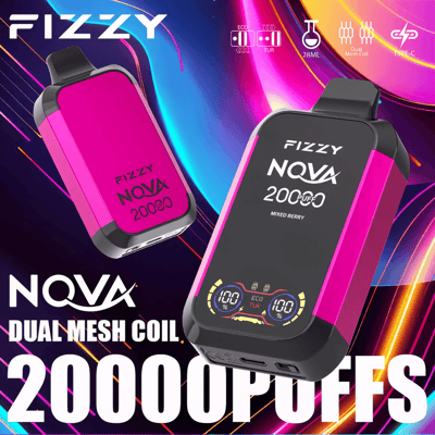 Stylo vape jetable Fizzy Nova 20k 20000 bouffées à double maille 2% 5% Nicotine 12 goûts Écran LCD Usine directe