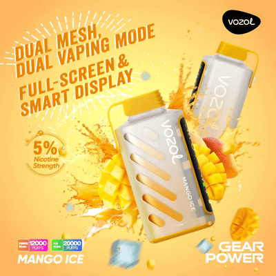 VOZOL Gear Power 20k 20000 Vape jetable à double mode 5% Nicotine 20 goûts Affichage LED Direct usine