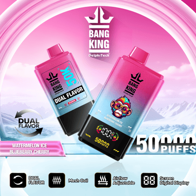Bang King 50000 50K Puffs Vape jetable à double saveur 0% 2% 3% 5% Nicotine 12 goûts avec contrôle du flux d'air Direct usine