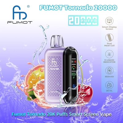 Fumot Tornado 20000 20K Puffs Einweg-Vape Dual Mesh Coil 2% 3% 5% Nikotin  39Tastes Smart Screen Fabrik Direkt - FDVAPE