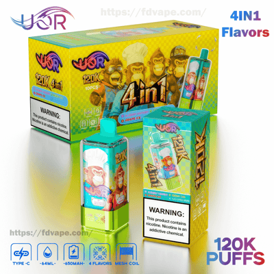 UOR 120000 120k Puffs 4 in 1 Flavors Disposable Vape 4 Adjustable Flavors 2% 5% Nicotine 10Tastes Smart Display | Vape Factory Wholesale