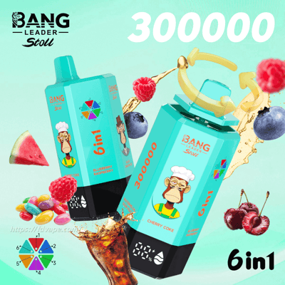 Two turquoise 6-in-1 drink cartons with a cartoon monkey chef, showing fruit flavors amid splashing fruit on a mint background.