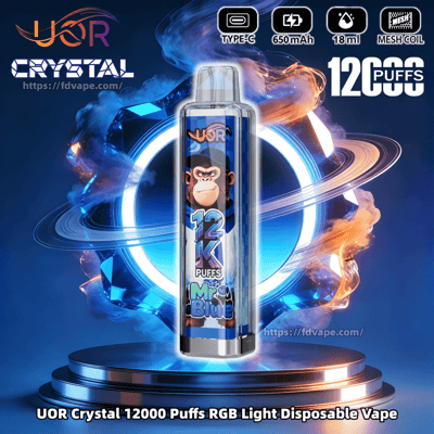 UOR Crystal 12000 12K Puffs Disposable Vape Pen 2% 5% Nicotines 12Tastes  Rechargeable RGB Light Vape Factory Wholesale - FDVAPE