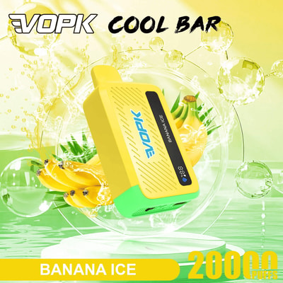 Leuchtend gelber Einweg-Vaporizer mit blauem EVOPK-Logo, Geschmacksrichtung Banana Ice und 2000 Zügen.