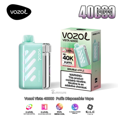 Vape usa e getta Vozol Vista verde menta al gusto Double Apple con la sua scatola che contiene 40000 boccate
