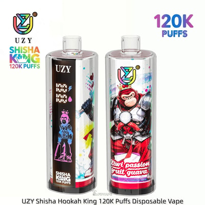 Two clear disposable vape bottles with colorful cartoon labels; left shows a pink skeleton graphic, right shows a muscular gorilla.