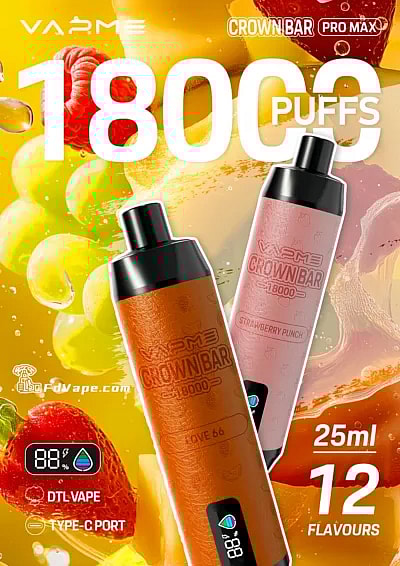Penna Vape usa e getta VAPME Crown Bar 18000 Puffs Pro Max - Dispositivo di vaporizzazione usa e getta ad alta capacità