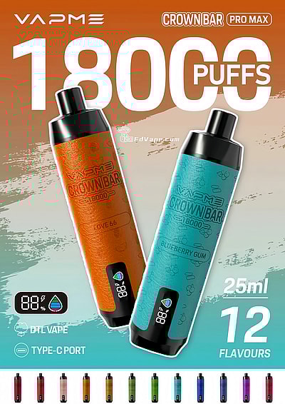 VAPME Crown Bar 18000 Puffs Pro Max Top Sale Vape desechable pluma - Dispositivo vaping desechable de alta capacidad