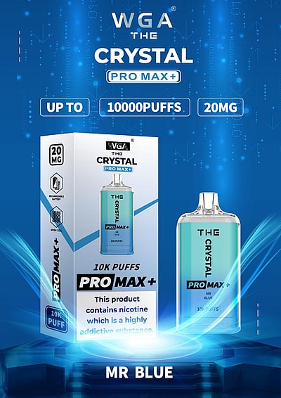 WGA 10k WGA Crystal Pro Max Extra 10000 Puffs Vape jetable 2% Nikotin 15 Goûts Directement d'usine