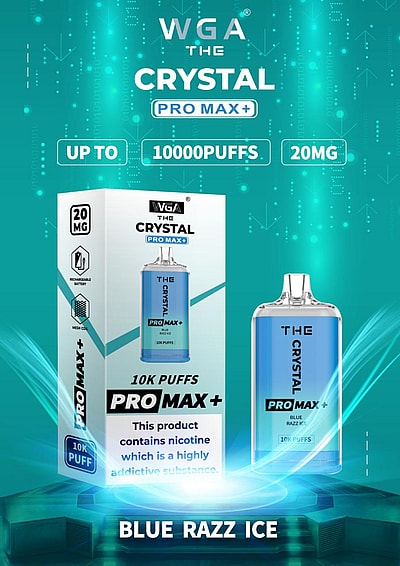 WGA 10k WGA Crystal Pro Max Extra 10000 Puffs Vape jetable 2% Nikotin 15 Goûts Directement d'usine