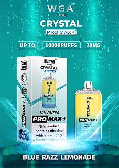 WGA 10k WGA Crystal Pro Max Extra 10000 Puffs Vape jetable 2% Nikotin 15 Goûts Directement d'usine