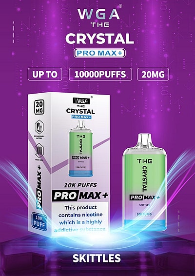WGA 10k WGA Crystal Pro Max Extra 10000 Puffs Vape jetable 2% Nikotin 15 Goûts Directement d'usine