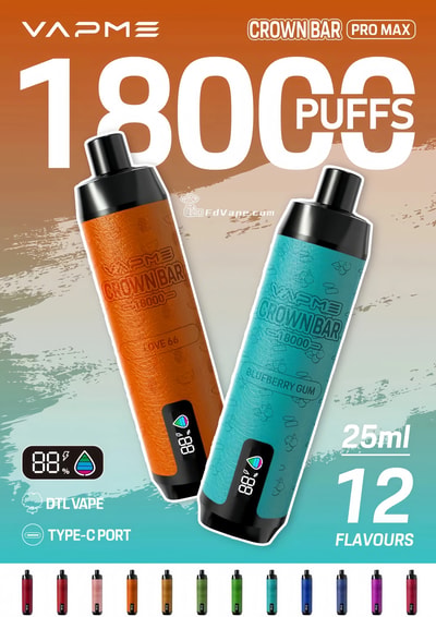 VAPME Crown Bar 18000 Puffs Pro Max Top Sale Stylo Vape Jetable - Dispositif de vapotage jetable haute capacité