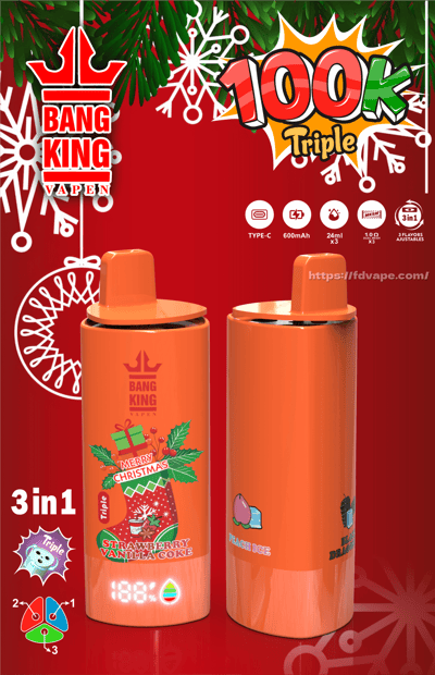 Bang King Triple 100000 100K Puffs 3 In 1 Flavors Disposable Vape Christmas  Special Limited Holiday Gift Box (12PCS Full Set) | Vape Factory Wholesale  - FDVAPE