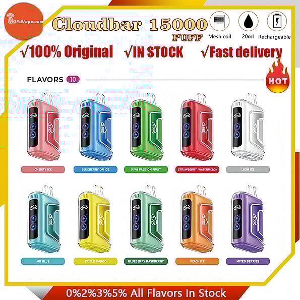 Cloud Bar 15000 15K Puffs Affichage LED Vape jetable en gros