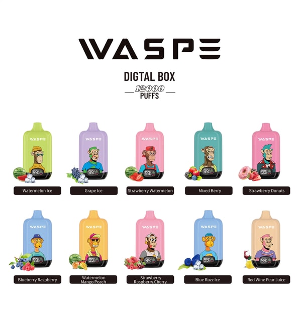 WASPE 12000 12k sopra caixa digital Vape descartável