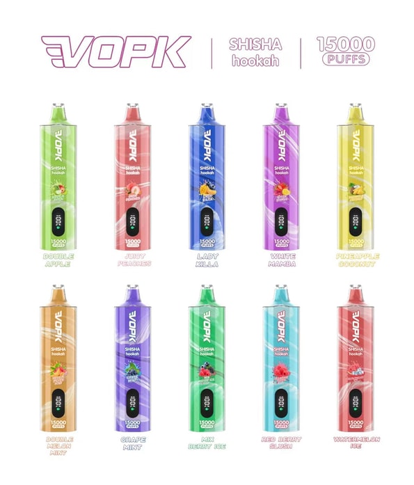 VOPK Shisha Hookah 15000 15k Puffs Disposable Vape 0% 2% 3% 5% Nicotine 10Tastes LED Display Factory Direct