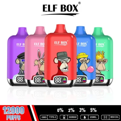 Original grossist ELF Box Digital 12000 Puffs Disposable Vape - Hög kapacitet engångs vaping enhet med digital display