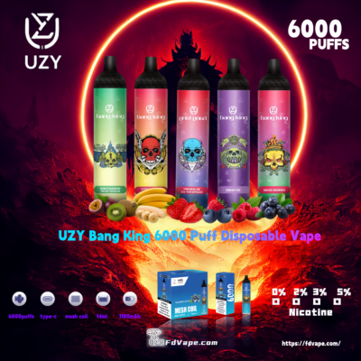 Venta al por mayor original UZY Bang King 6000 6k Puff Vape desechable - Dispositivo vaping desechable de alta capacidad