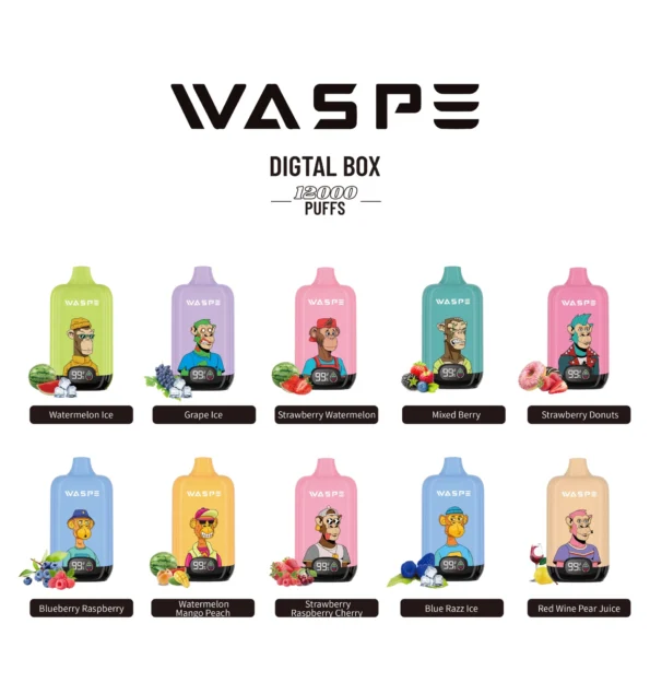 WASPE 12000 12k Puffs Boîte numérique Vape jetable