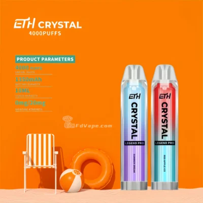 ETH Crystal 4000 4k Puffs Vape descartável por atacado - dispositivo vaping descartável de alta capacidade