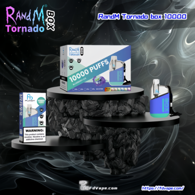 RandM Tornado Box 10000 Puffs Jetable Vape - Appareil de vape jetable haute capacité offrant 10000 bouffées