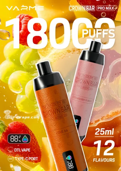 VAPME Crown Bar 18000 Puffs Pro Max Top Sale Einweg-Vape-Pen - Einweg-Vape-Gerät mit hoher Kapazität