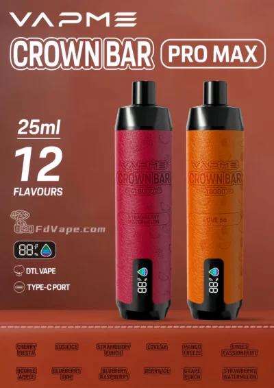 VAPME Crown Bar 18000 Puffs Pro Max Top Sale Einweg-Vape-Pen - Einweg-Vape-Gerät mit hoher Kapazität