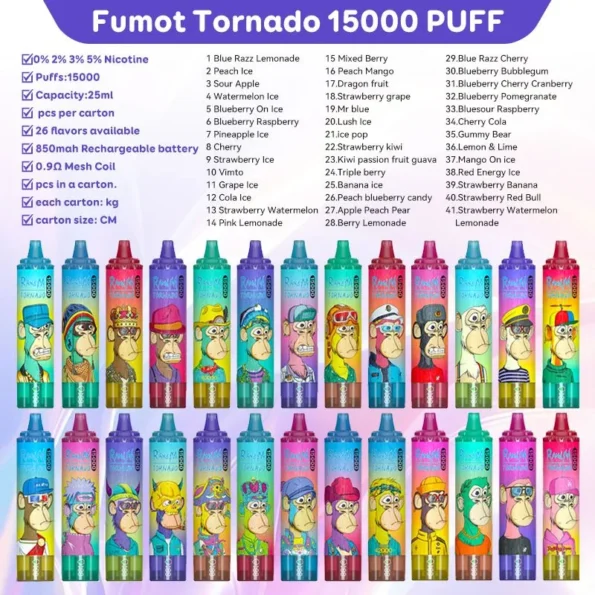 Fumot RandM Tornado 15k 15000 baforadas Vape descartável