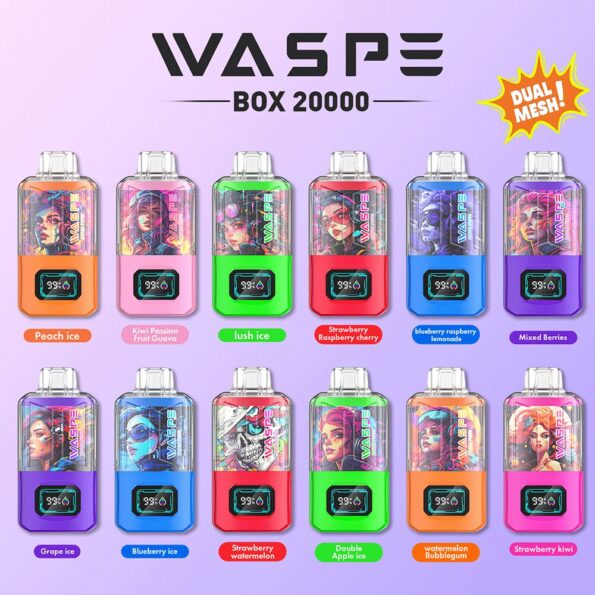 WASPE 20000 Puffs Dual Mesh Box Vape Descartável - Dispositivo vaping de malha dupla de alta capacidade