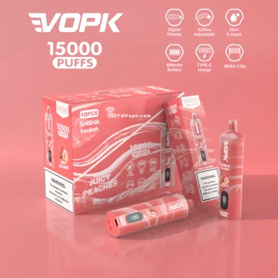 VOPK Shisha Hookah 15000 15k Puffs Disposable Vape 0% 2% 3% 5% Nicotine 10Tastes LED Display Factory Direct